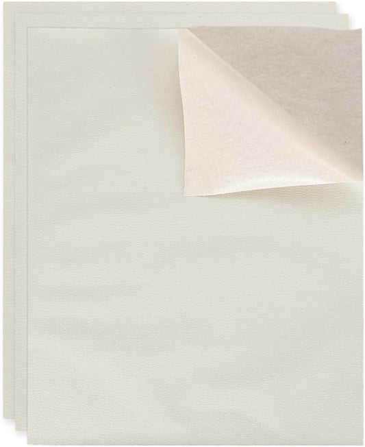 MECCANIXITY 5 Pcs Leather Repair Patch 10"x12" Self-Adhesive Leather Vinyl Repair Tape Kit for Furniture Couches Sofa Chair Car Boat Seats Jackets, Beige