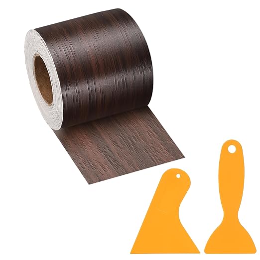 PATIKIL Wood Grain Repair Tape, 2" x 33' Self Adhesive Realistic Wood Tape with Scraper Durable Repair Patch for Furniture Floor Window Door Table DIY Home Decor, Black Walnut