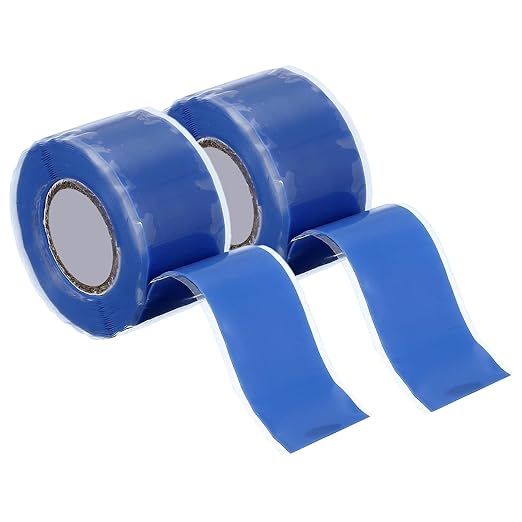 uxcell 2 Pcs Self Fusing Silicone Tape, 1" x 10ft Waterproof Water Leak Sealing Tape for Plumbing Pipe Hose Repair Handles, Blue
