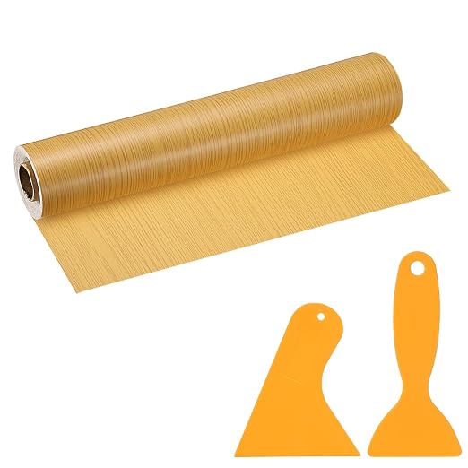 PATIKIL Wood Grain Repair Tape, 12" x 33' Self Adhesive Realistic Wood Tape with Scraper Durable Repair Patch for Furniture Floor Window Door Table DIY Home Decor, Beautiful Oak