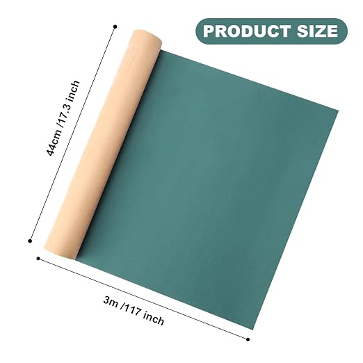 Leather Repair Patch Green 17.3 x 117 Inch Self Adhesive Leather Repair Kit for Couch Car Seat Furniture Sofa Chair, Faux Leather Fabric Roll Leather Furniture Repair Kit