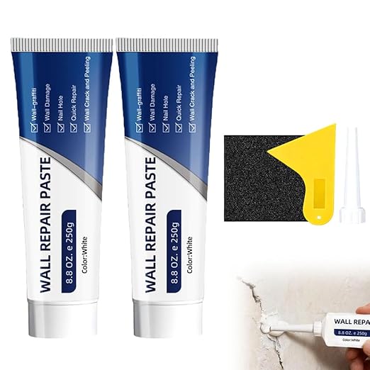 Efficient Drywall Repair Kit with Scraper, 2026 New Quick Drying Wall Mending Agent for Holes & Cracks, White Spackle Wall Repair Paste Drywall Patch Repair Kit for DIY Home Fix (2 Pcs)