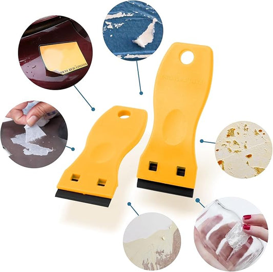 FOSHIO 20PCS Yellow Plastic Razor Blade Scraper Tool for Gasket Remover, Sticker Remover, Labels Decal and Adhesive Remover for Windows and Glass
