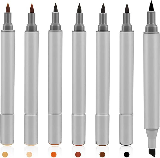 Leinuosen 6 Pack Dual Tip Leather Dye Marker Pens Touch up Pen Shoe Marker Leather Flow Marking Pen for Furniture Scratches Shoe Repair Kit Paint, 6 Colors