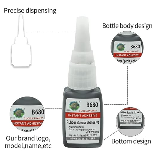 Rubber Glue B680,-30°C-110°CBlack Adhesive for bonding Shoes, Boots, Belt,Tire,Leather & Rubber - Sets in 10 Seconds.
