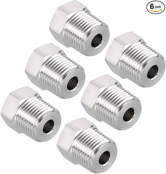 Packs of 6, 1/2" Male NPT NPT1/8" FeMale NPT Solid 304 Stainless Steel Hex Bushing, Hose Fittings Adapter Reducer for Bathroom Remodel, Tool Extensions