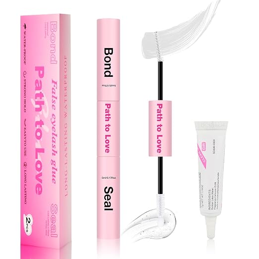 Professional Lash Cluster Glue Kit – 150H Strong Hold Bond & Seal Waterproof Eyelash Glue,Long-Lasting Adhesive for DIY Cluster Lashes,Home Use,Beginners & Pros (White,2-Pack (5ml+5ml+0.24oz)