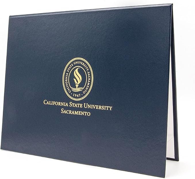 Premium Navy Blue Faux Leather Document Cover 8x6 Small Size | Tent-Style Opening, Non-Padded, Custom Metallic Foil Printing | Ideal for Diplomas, Awards, Certificates with Professional Finish