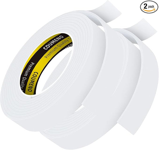 Single-Sided Adhesive EVA Foam Tape 2 Pack 1in x 10FT,White Foam Weather Stripping,Door Seal & Window Insulation Tape,Waterproof Sound Proof Seal Strip for Doors,Garage Door & Gap Sealing