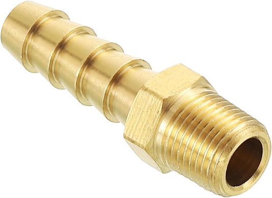Pack of 1 Brass Hose Barb Fittings Adapter Connector 8mm Hose Barb to 1/8" NPT Male Fittings for Home Machines, Massage Bathtubs, and Irrigation Systems