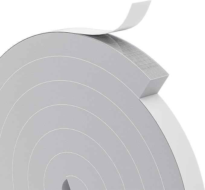 1" x 1" EVA Foam Weather Stripping Tape, 6.5FT Self-Adhesive Foam Seal Strip for Large Door & Window Gaps, Grey