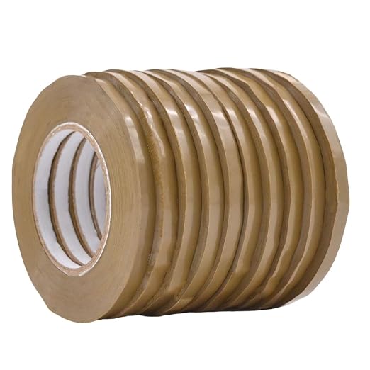 WOD Tan Produce Poly Bag Sealing Tape, 1/2 inch x 180 yds. (Pack of 10) for Packaging and Sealing of Meat, Gifts, or Ice Bags BSTC24PVC