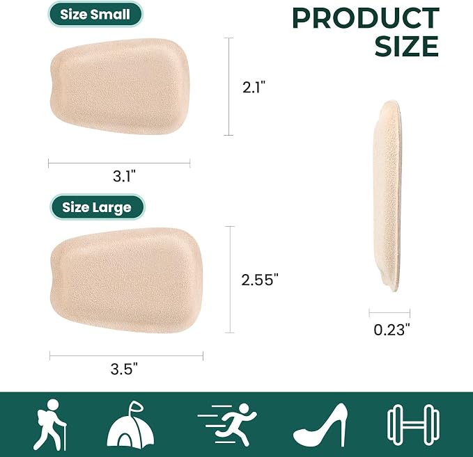 Shoe Tongue Pads for Men & Women - Welnove 4 Pairs Suede Memory Foam Shoe Padding Cushion Soft Self Adhesive Inserts Filler for Boots, Leather Shoes, Dress Shoes, Loafers (Beige, Size S)