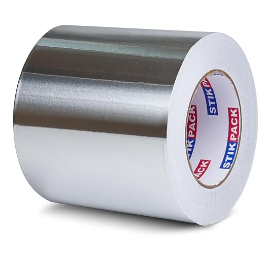 Aluminum Foil Tape 6 inch x 165ft (55 Yards) Heavy Duty HVAC Duct Tape for Ductwork – High Temperature Silver Foil Tape for Insulation, Metal Repair, Exhaust Sealing & Patching