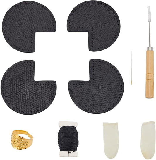 WEBEEDY Bag Corner Repair Set DIY Kit for Bag Corner Fix Protector Black Leather Fabric Repair Patch with Cone,Needle,Thread and Finger Cots for Sewing Fix Leather Bags Working Projects