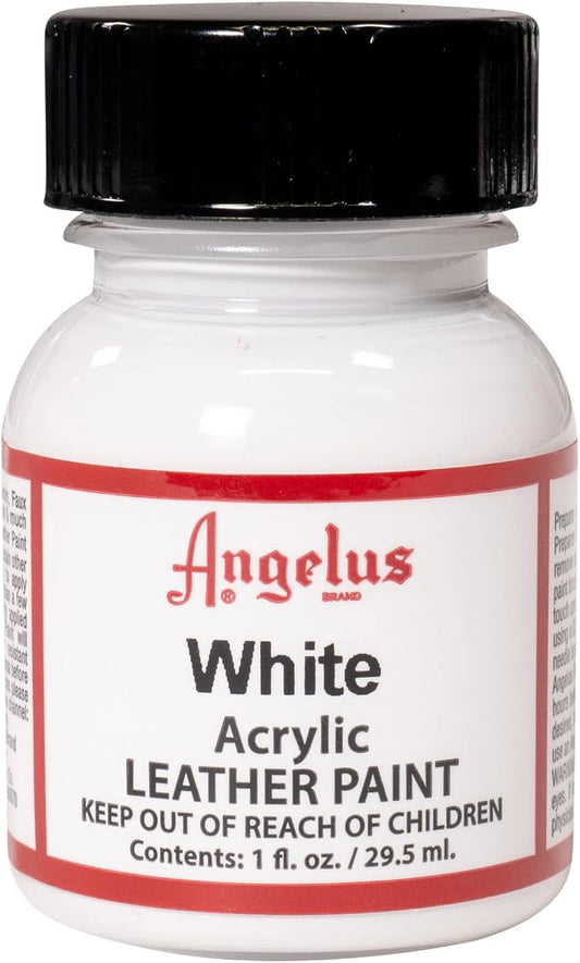 Angelus Acrylic Leather Paint, 1 Fl Oz, White - Professional Flexible, Crack, Scratch, Peel Resistant Leather Paint for Shoes, Sneakers, and Other Leather Projects