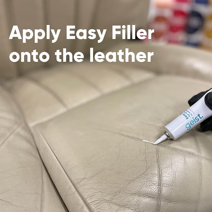 Geist. Easy DIY Colour Restorer and Filler for Leather & Vinyl | Refresh, Repair & re-dye Scuffs, Colour Damage and Small Cracks (Dark Brown, 20ml Filler)