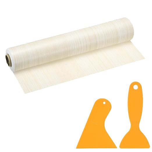 PATIKIL Wood Grain Repair Tape, 12" x 33' Self Adhesive Realistic Wood Tape with Scraper Durable Repair Patch for Furniture Floor Window Door Table DIY Home Decor, Poplar