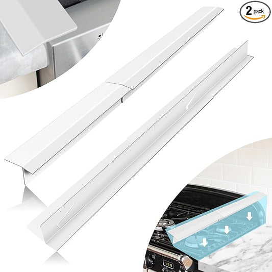 16.5"-33" Stove Counter Gap Covers, Stainless Steel Stove Gap Guard, Cooktop Trim Kit, Stove Gap Guards, Oven Gap Filler, Heat Resistant & Effectively Protect Stove Gap Filler,White(2PCS)