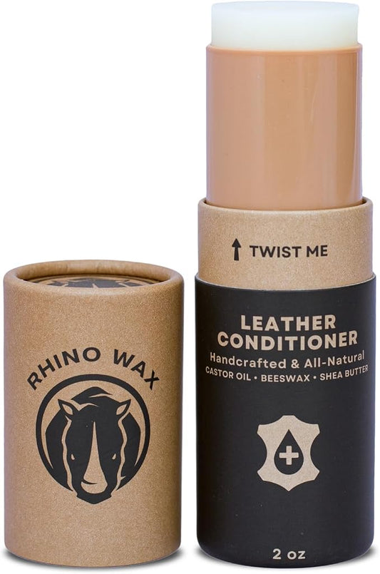 Rhino Wax - Leather Conditioner (2oz) - Trusted Conditioners for Boots, Furniture, Shoes, Purses - Easy Use Applicator - Hydrates, Rejuvenates, Protects - Natural Ingredients - USA Made