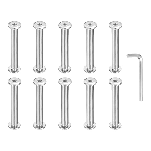 PATIKIL M5x5mm Hex Chicago Screws 6x40mm, 10Pcs 304 Stainless Steel Metric Hex Drive Socket Cap Binding Post Screw Posts for Scrapbook Leather Belt Album Furniture Repair, Silver