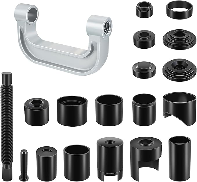 DNA Motoring 21pcs Universal Ball Joint Service Repair Remover Installer Adapter Tool Kit for Most 2WD 4WD Cars Pickups Vans SUVs,Red, TOOLS-00313