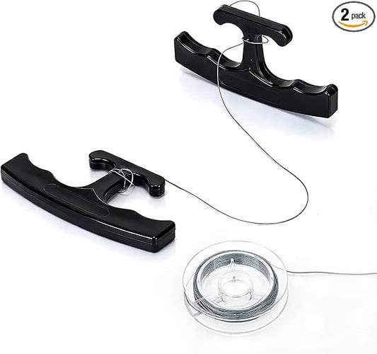 PSLER Black Car Emblem Removal Tool, Plate Line Badge Remover - 1 Pair Kit with 5M High-Strength PE Cable for Vehicle Decal, Vinyl Wrap and Window Tint Installation