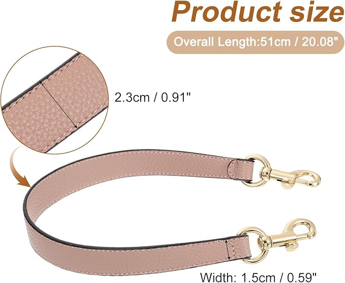 uxcell 19.29 Inch PU Leather Short Bag Strap with Clasp, Purse Handles Handbags Replacement Straps for Clutch Bag Underarm Bags, Pink, Gold Buckle