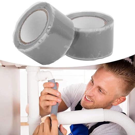 Self Fusing Silicone Tape, Waterproof Insulation Adhesive Tape, 2 Rolls 1.5m x 2.5cm - Heat, Easy Tear, Durable Pipe and Hose Repair Solution (Grey)
