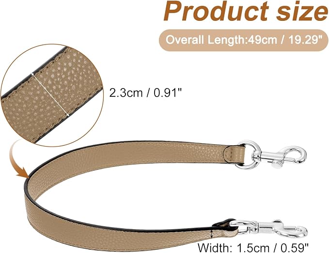 uxcell 19.29 Inch PU Leather Short Bag Strap with Clasp, Purse Handles Handbags Replacement Straps for Clutch Bag Underarm Bags, Tawny, Silver Buckle