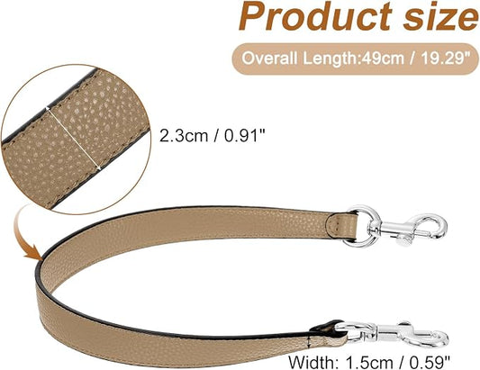 uxcell 19.29 Inch PU Leather Short Bag Strap with Clasp, Purse Handles Handbags Replacement Straps for Clutch Bag Underarm Bags, Tawny, Silver Buckle