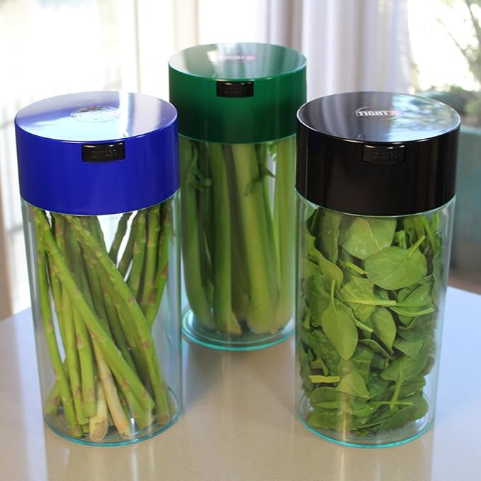 Tightvac - 5oz to 24 Ounce - Patented Airtight Container | Multi-use Vacuum Container Works as Smell Proof Containers for Herbs and Dry Goods. Green Clear