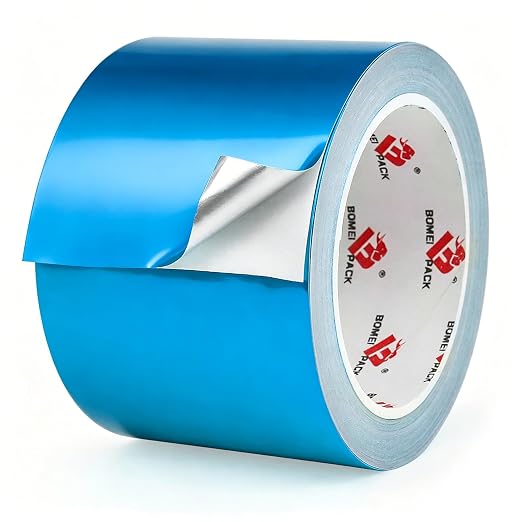BOMEI PACK Aluminum Foil Tape,Heavy Duty Metal Foil Duct Tape (Blue, 3 Inch)