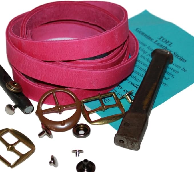 Leather Strap for Crafts & Jewelry | 72 Long × 5/8" Wide × 1/8" Thick (7-8oz) | Genuine Leather Strips for Crafts, Projects or Repairs - Pink