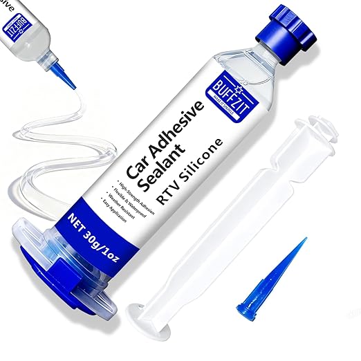 Silicone Sealant RTV 100% Silicone Waterproof Sealant – All-Purpose Caulk for Car, Kitchen, Window, Bathroom, Door – High Strength, Anti-Shrink & Crack (Clear, 30g/1oz)