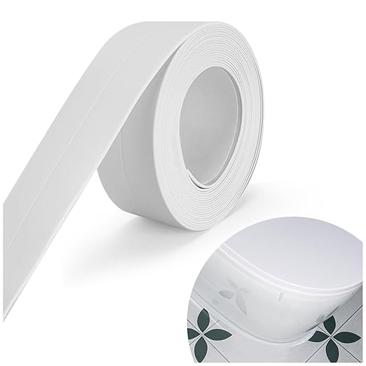 Caulk Tape, Caulking Tape, SOFYIALI Toilet Sealer Around Toilet Base Self Adhesive Sealant Strip for Bathroom, Kitchen Countertop, White (2.2cm x 10.5Ft)
