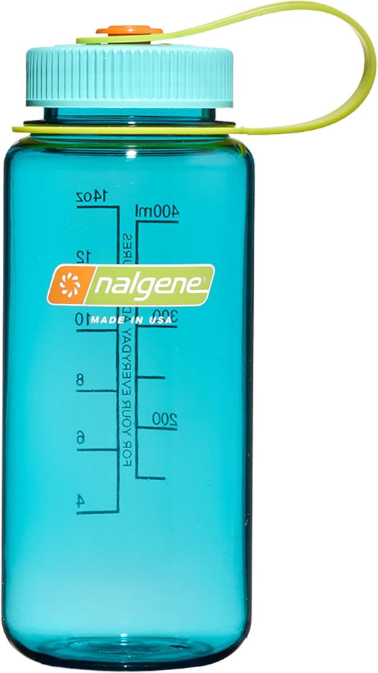 Nalgene 16 oz Wide Mouth Water Bottle | Slim Cup Holder Size, BPA-Free, Durable & Leak Proof, Lightweight Travel Bottle, Cerulean