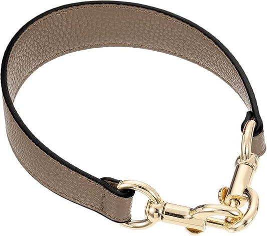uxcell 15.53 Inch PU Leather Short Bag Strap with Clasp, Purse Handles Handbags Replacement Straps for Clutch Bag Underarm Bags, Dark Khaki, Gold Buckle