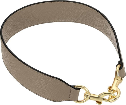 uxcell 22.83 Inch PU Leather Short Bag Strap with Clasp, Purse Handles Handbags Replacement Straps for Clutch Bag Crossbody Underarm Bags, Dark Khaki, Light Gold Buckle
