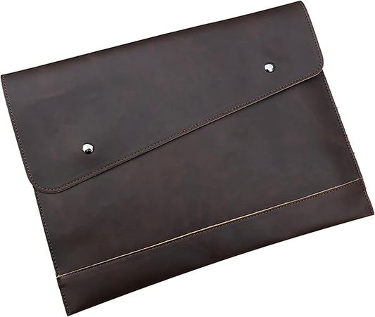 Vintage pu Leather 13" Certificate File Laptop Sleeve Case Business Clutch Envelope Bag Office Documents Folder (LHG22 Dark Brown)