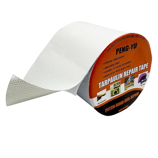 Heavy Duty Awning Repair Tape, Waterproof Strong Adhesive Patch, Instant Fix Tape for Tent, Boat Covers, Tarp, Sail, Canopy, Canvas, Tarpaulin, 4INX20FT, White