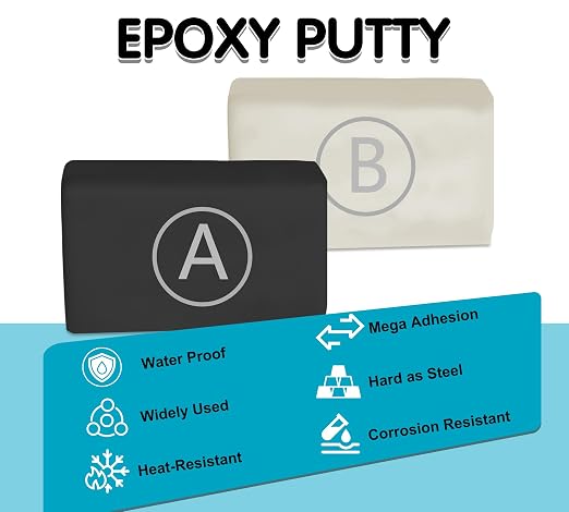Black Epoxy Putty 12oz/340g, Heavy-Duty Plumbers & Pool Repair Putty, Paintable Sandable Multi-Purpose Filler for Metal Concrete Ceramic Plastic, Fix Leaks Holes Cracks & Bonding