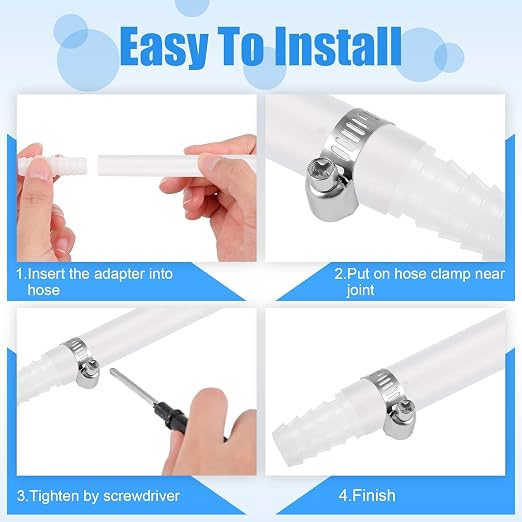 Treela 10 Set Plastic Hose Barb Fitting 3/8" x 3/8" Pipe Connectors Barbed Splicer Mender Joint Adapter Union with 20 Pcs Hose Clamps for Household Adapters Fuel Gas Liquid Air Repair
