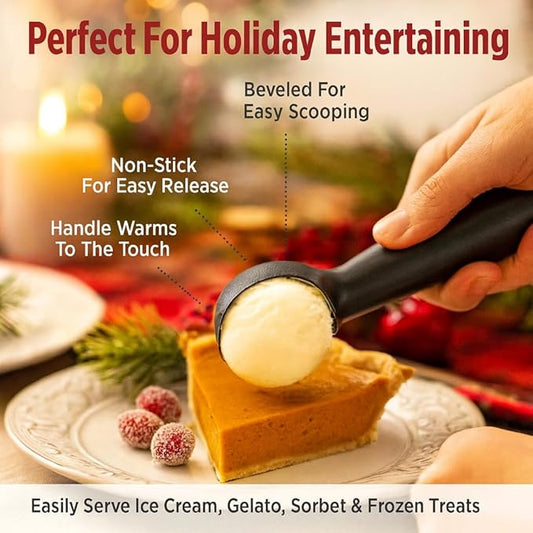 HIC Kitchen Non-Stick Anti-Freeze Ice Cream Scoop, Easy Release Non Toxic Self Defrosting Handle, For Frozen Desserts