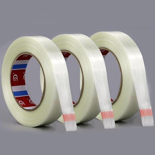 KAIY Strapping Tape 3 Roll Fiberglass Reinforced Packing Tape 1/2 inch | Heavy Duty Filament Packing Tape, Strong Adhesive for Moving Boxes, Shipping Cartons, Bundling & Storage 1/2 inch x 60 yds