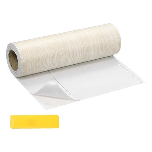 uxcell Wood Tape, 6 Inch x 16ft Self-Adhesive Wood Grain Repair Tape Patch with Plastic Scraper for Baseboards, Doors, Windows, Floor Repair and Furniture Renovation, Beige