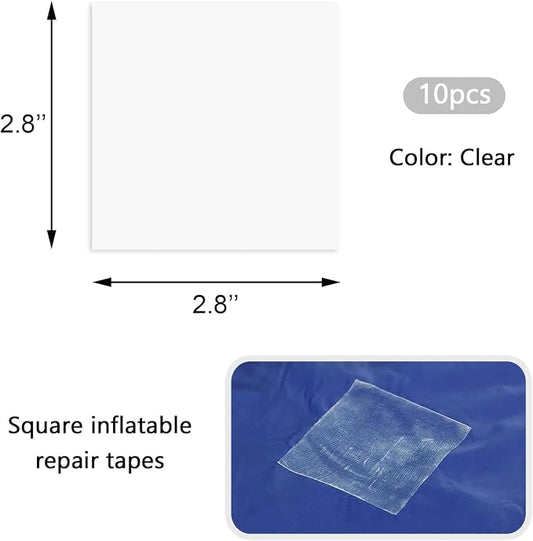 Medsuo 10pcs TPU Pool Patch Repair Kit Waterproof Inflatable Patch Repair for Air Mattress, Bounce House, Tent, Canvas, Canopy, Swimming Pool, Pool Float, Tub Air Bed and Inflatable Toys - Clear