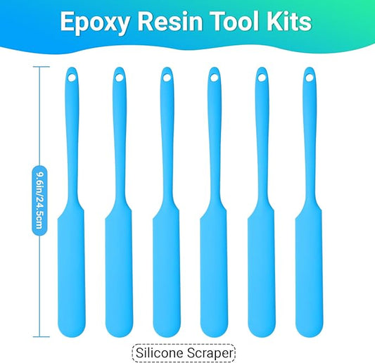 Gartful 6PCS Silicone Spatula Sticks, Non-Stick Epoxy Resin Mixing Sticks Scraper Tools, Reusable Stirring Rods for Resin, Paint, Waxing, Liquid, Arts Crafts Supplies, Facial Mask, Blue