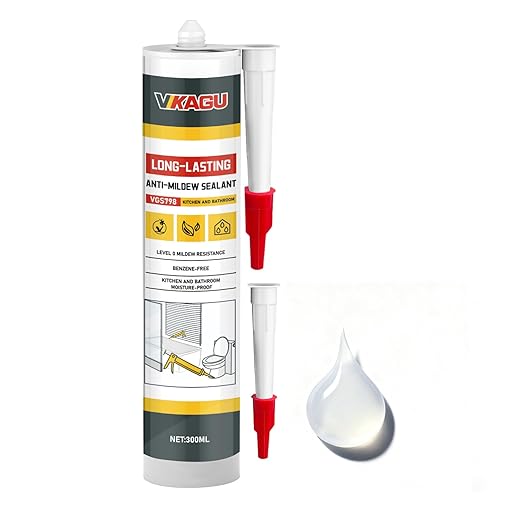 VGS 798 Professional Grade Silicone Sealant Caulk, 10.15 oz, White, 100% Waterproof, Shrink-Resistant & Crack-Resistant for Indoor Use