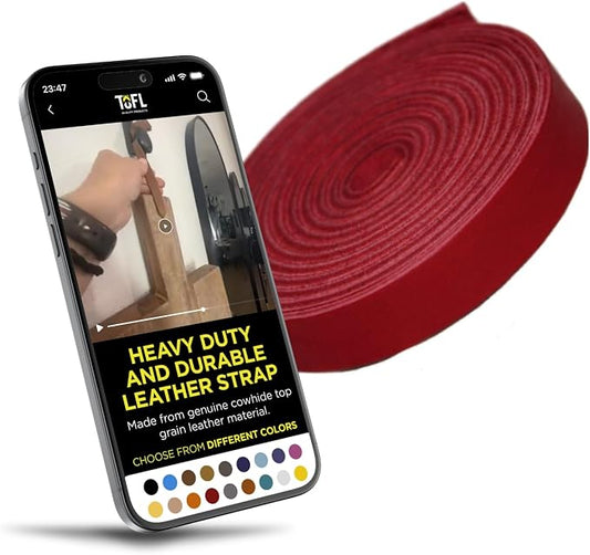 Leather Strap for Crafts & Jewelry | 72 Long × 5/8" Wide × 1/8" Thick (7-8oz) | Genuine Leather Strips for Crafts, Projects or Repairs - Red | 3-Pack